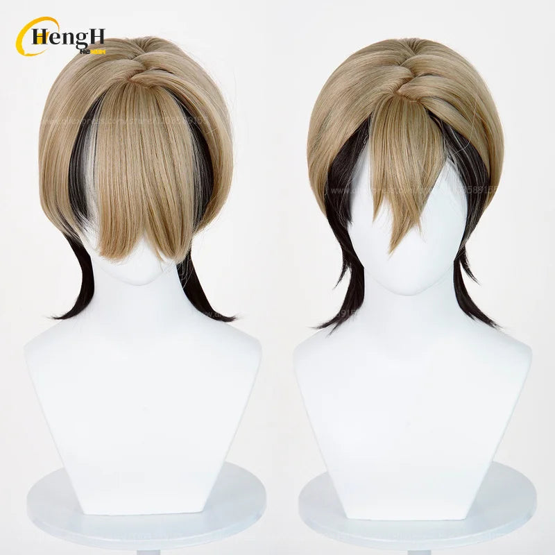 En stock Anime Zanka Guita Enji ‌   Pelucas de Cosplay Rudo Amo Li Glaze, pelo sintético resistente al calor, pelucas para fiesta de Halloween + gorro de peluca