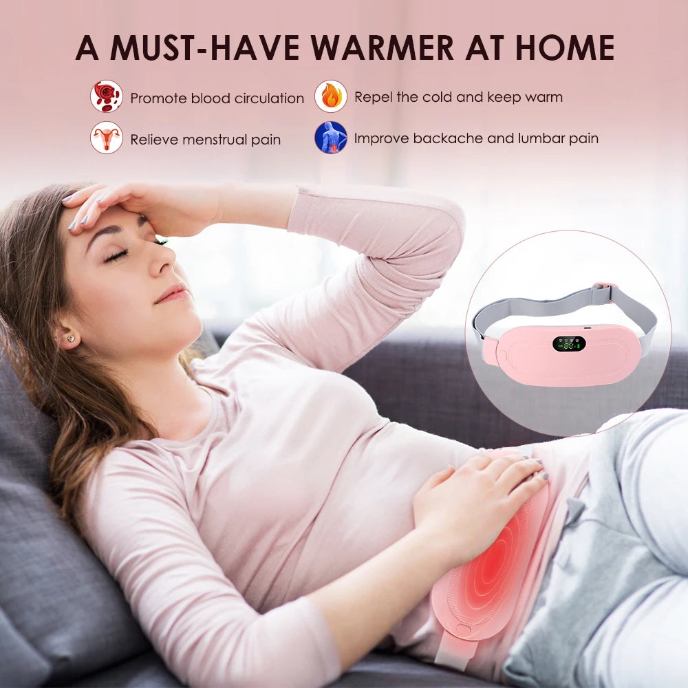 Almohadilla calefactora Menstrual, masajeador Abdominal eléctrico, cinturón de cintura calentado por vibración, cinturón calentador de útero USB para mujeres, cuidado de los períodos