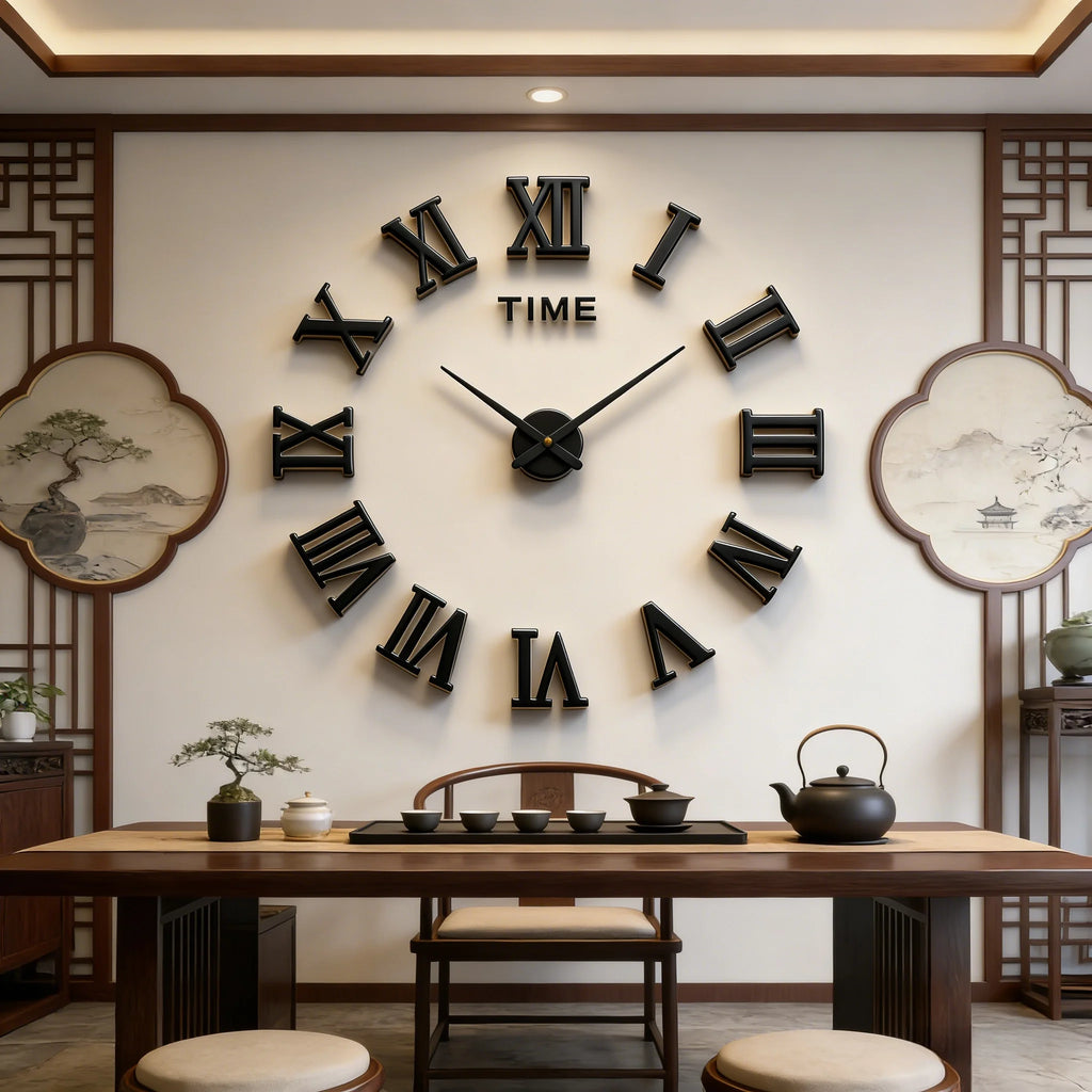 Reloj de pared con espejo acrílico de Número Romano grande 2D/3D, pegatina de moda DIY, relojes de cuarzo, reloj, decoración del hogar, pegatinas para el salón
