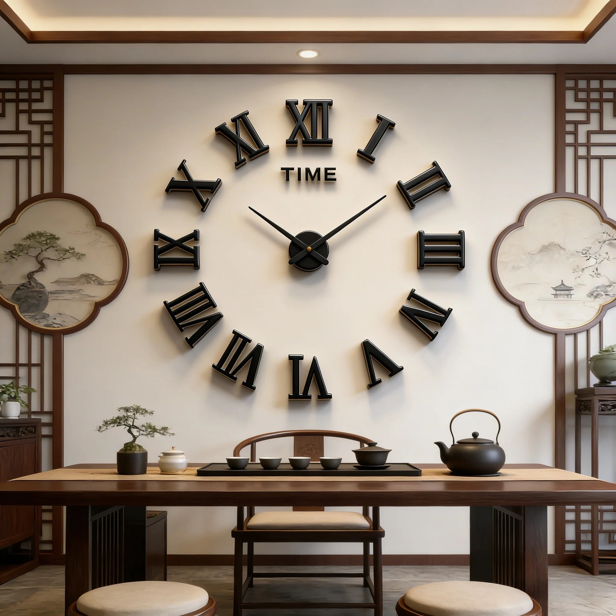 Reloj de pared con espejo acrílico de Número Romano grande 2D/3D, pegatina de moda DIY, relojes de cuarzo, reloj, decoración del hogar, pegatinas para el salón