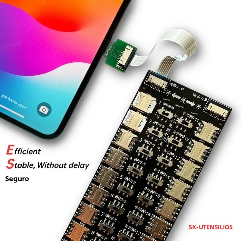 Lector de Tarjetas SIM Múltiples con 20 Ranuras, Adaptador de Tarjetas SIM Universal para Android y Apple, Expansión de Gran Capacidad
