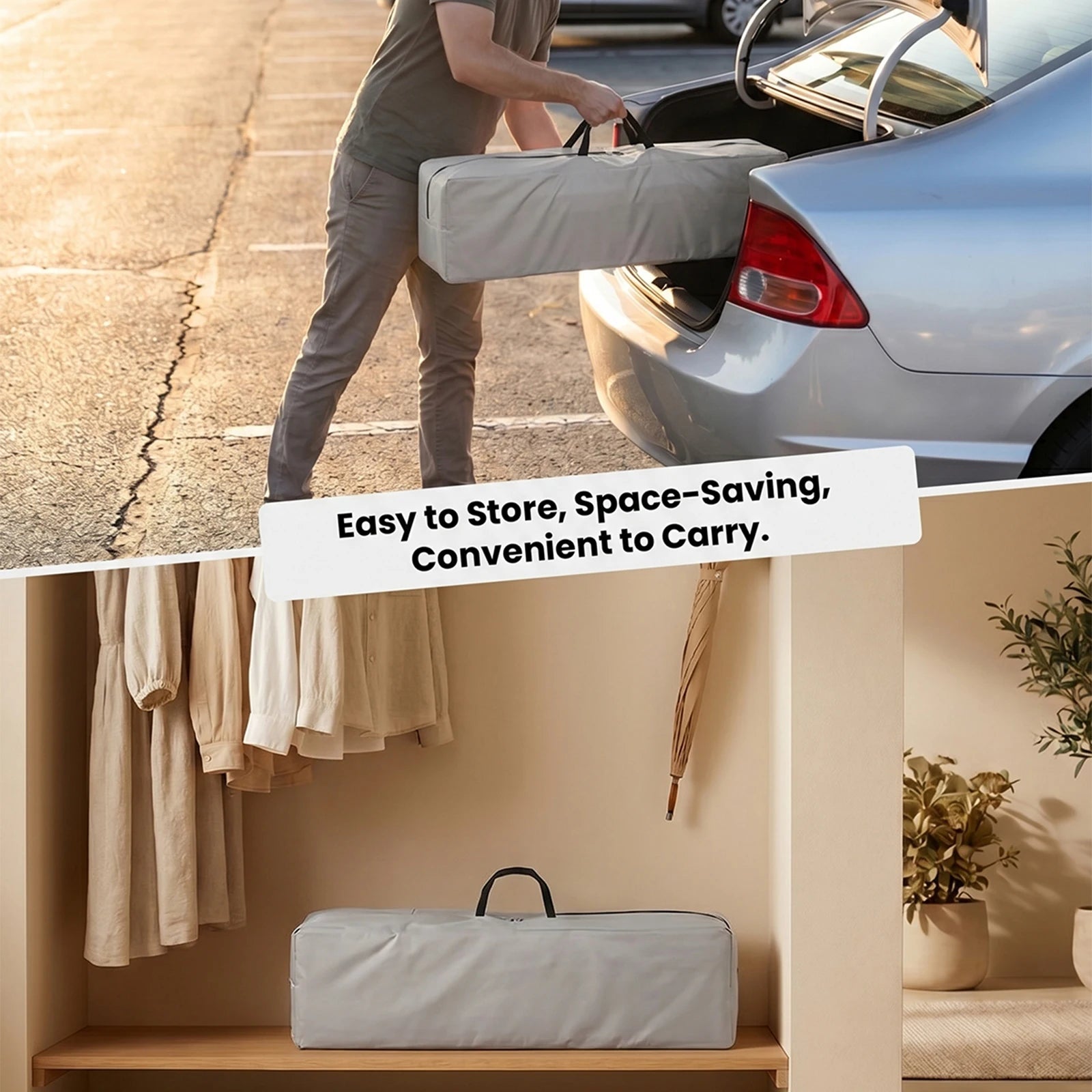 Cuna de Viaje Plegable con Colchón Suave, Ruedas y Bolsa de Transporte, Plegado Rápido y Compacto para Uso en Interiores y Exteriores para Recién Nacidos y Niños Pequeños