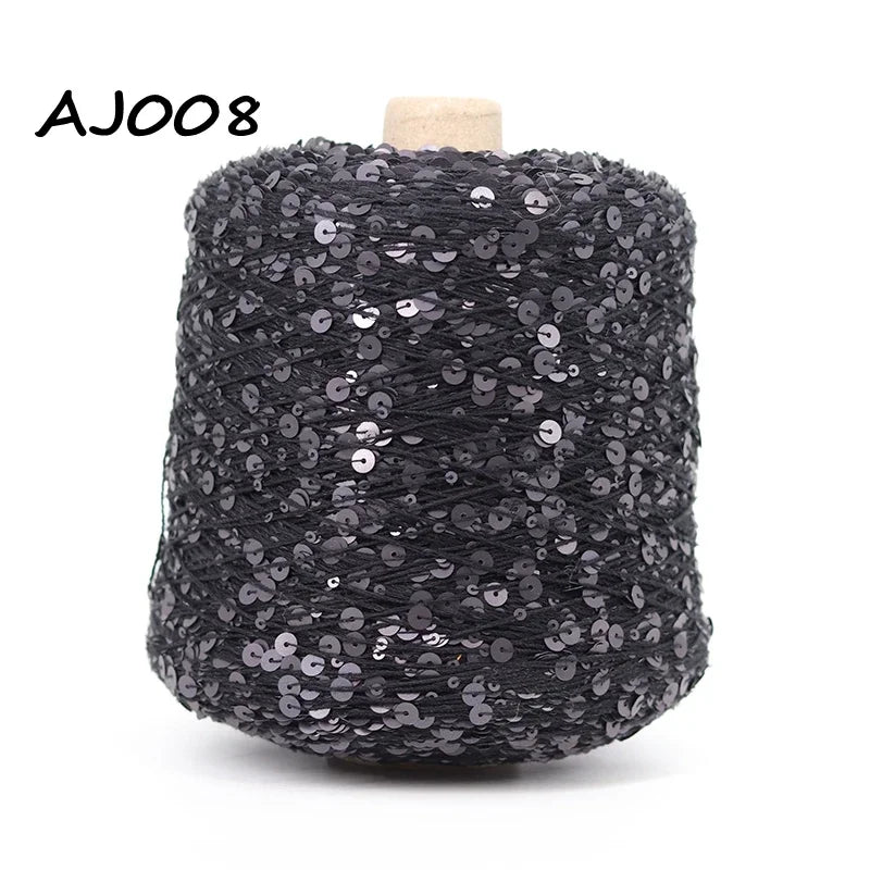 Cooamuu-Hilo de lentejuelas de algodón de lujo, hilo para tejer a mano, 500G/bobina, 3MM + 6MM, accesorios de lentejuelas