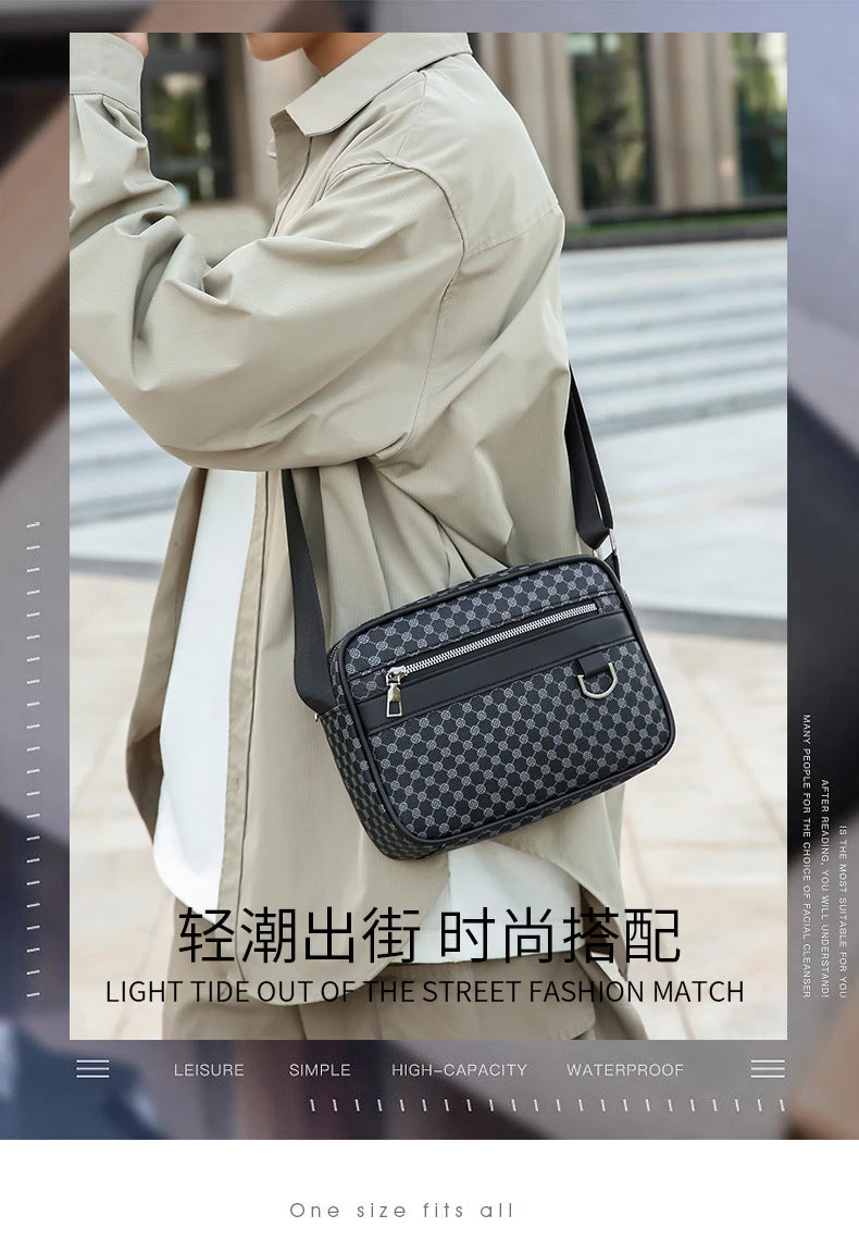 Bolso de hombro con estampado de moda para hombre, bandolera de mensajero de piel sintética, bolso de estilo Vintage para hombre, bolso de hombro, regalo para hombre