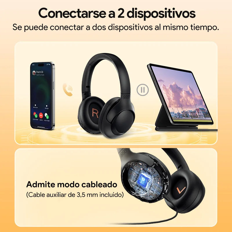 QCY H3 ANC Auriculares inalámbricos 43dB Cancelación activa de ruido Auriculares con cable/inalámbrico Bluetooth 5.4 Auriculares de audio de alta resolución 60 horas