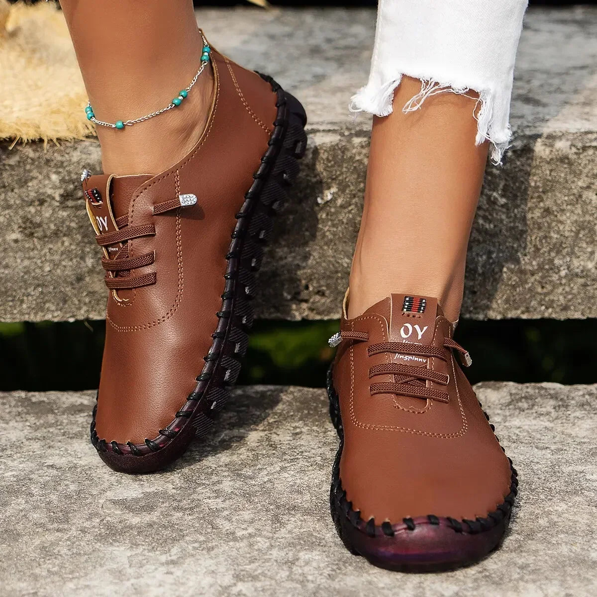 Zapatos vulcanizados para mujer, zapatos informales de cuero PU, zapatos planos suaves y cómodos, zapatos ligeros y cómodos para caminar para mujer