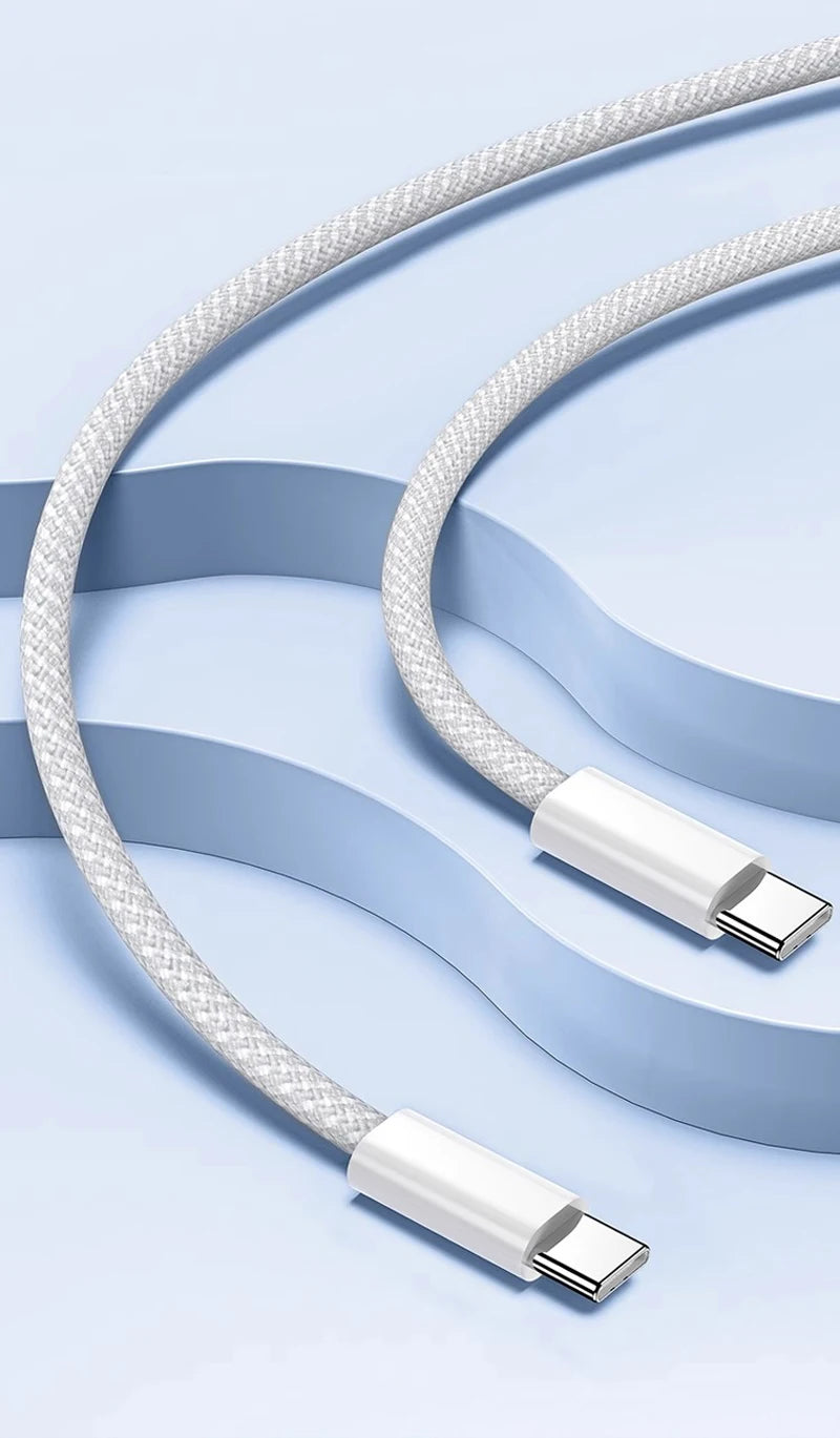 Cable de Carga Rápida USB-C a C de 60W PD para Apple iPhone 16 17E 17 Pro Max 15 Plus, Cable de Carga Rápida Tipo C con Trenzado de Nailon de 2m