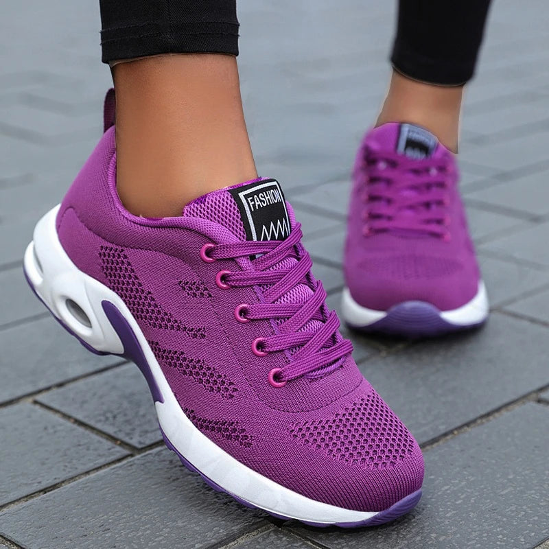 Zapatillas de deporte informales con plataforma para mujer, zapatos de malla transpirables para correr, Tenis deportivos gruesos de verano, zapatos vulcanizados de lujo 2024