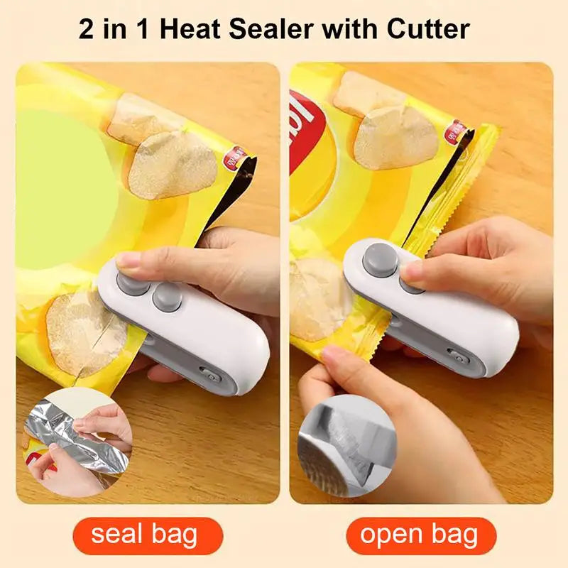 Mini Sellador de Alimentos Portátil, Recargable por USB, Sellador de Bolsas para Almacenamiento de Alimentos, Dispositivo Portátil para Mantener la Frescura