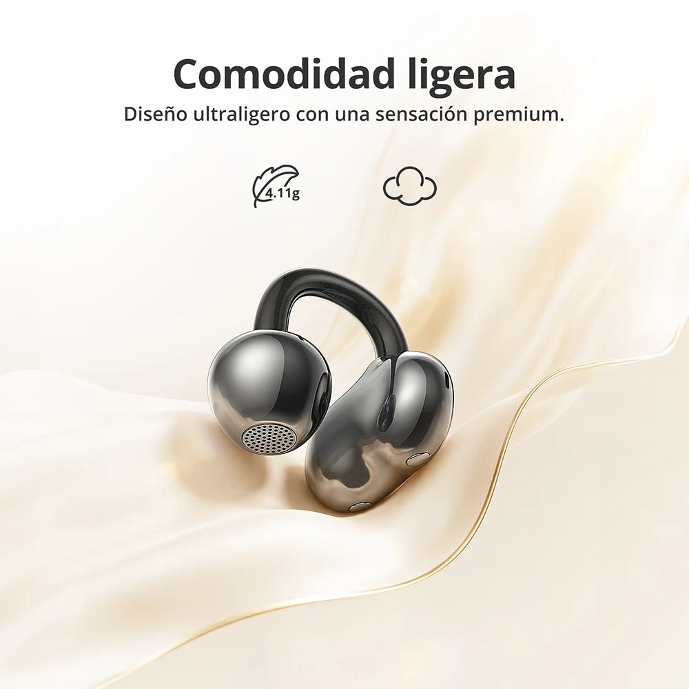 Tronsmart audífonos bluetooth OpenFly Clip con clip, Bluetooth 6.0, micrófono dual con IA, cancelación de ruido ambiental (ENC), ajuste flexible de titanio, 4,11 g, choice para correr
