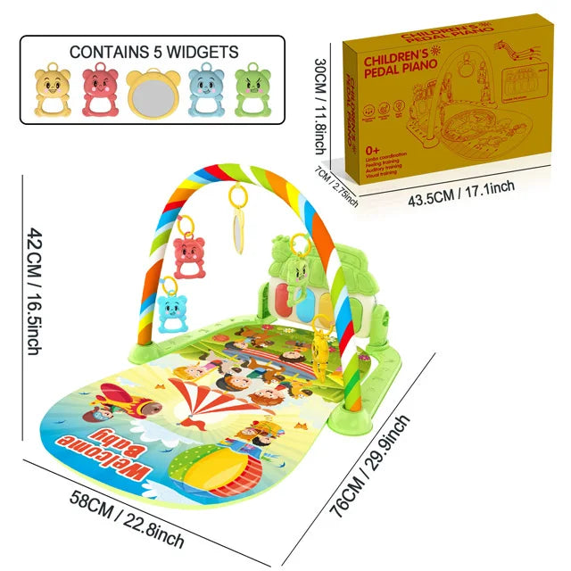Alfombra de gimnasio para actividades musicales para bebé, alfombra para recién nacido, Pedal, teclado de Piano, estante de Fitness infantil, tapete para gatear, juguetes de regalo