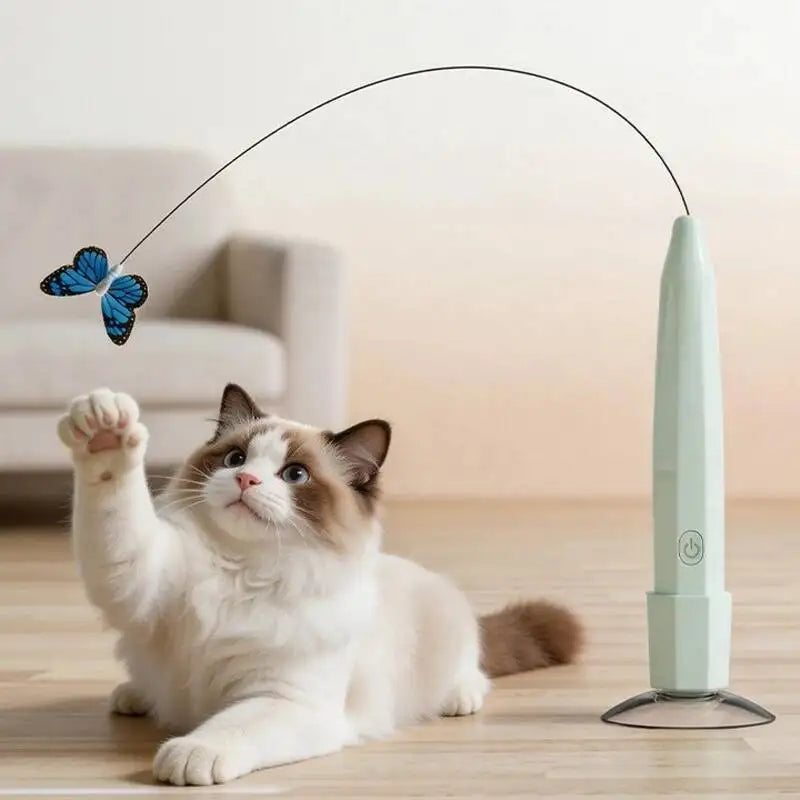 Juguete Eléctrico de Gato con Mariposa Voladora, Juguete Automático Interactivo para Gatitos, para Divertirse, Hacer Ejercicio y Jugar