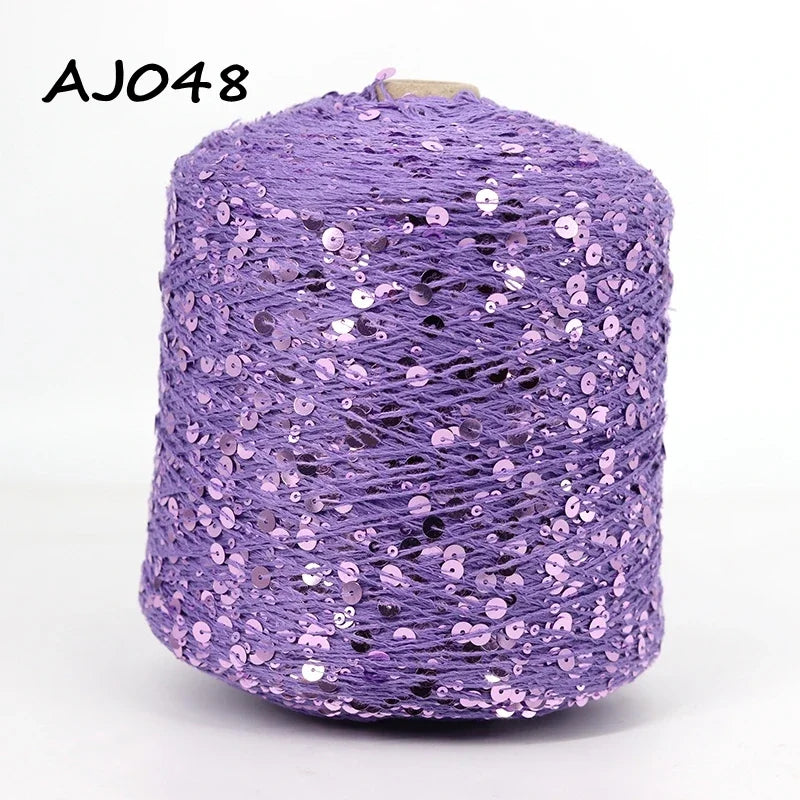 Cooamuu-Hilo de lentejuelas de algodón de lujo, hilo para tejer a mano, 500G/bobina, 3MM + 6MM, accesorios de lentejuelas