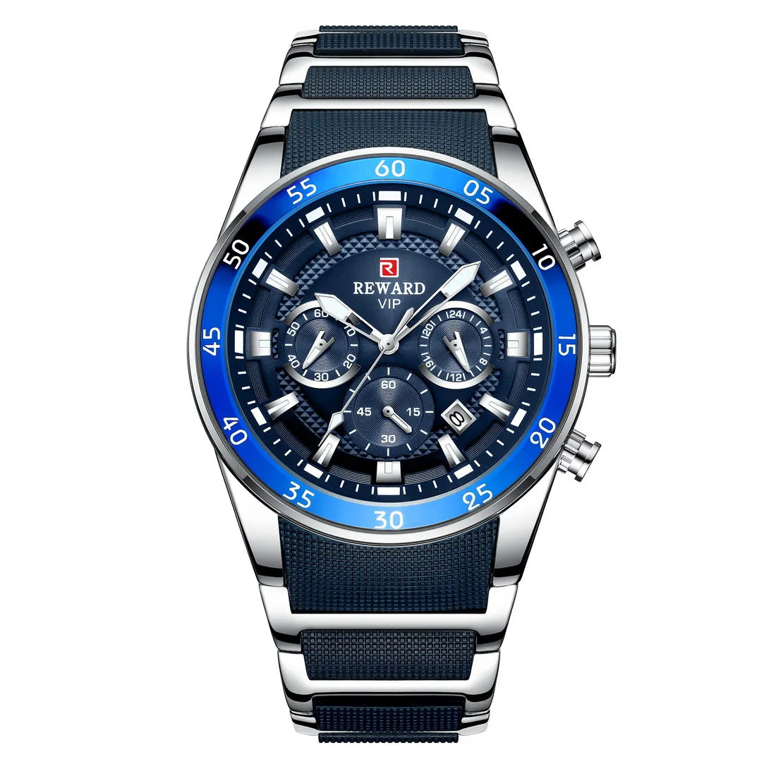REWARD Relojes para hombre con esfera grande, marca de lujo, reloj deportivo resistente al agua, cronógrafo para hombre, reloj de cuarzo, relojes de pulsera con fecha automática