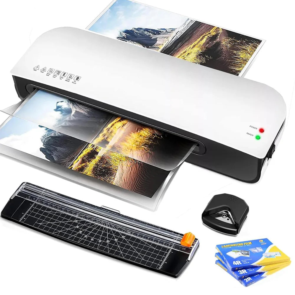 A4 Laminadora Enmicadora Térmica, Laminadora Termica 4 en 1 con 300 Hojas Laminadoras, Cortador de Papel y Esquinas Redondas para Hogar, Escuela y Oficina,áquina Laminadora