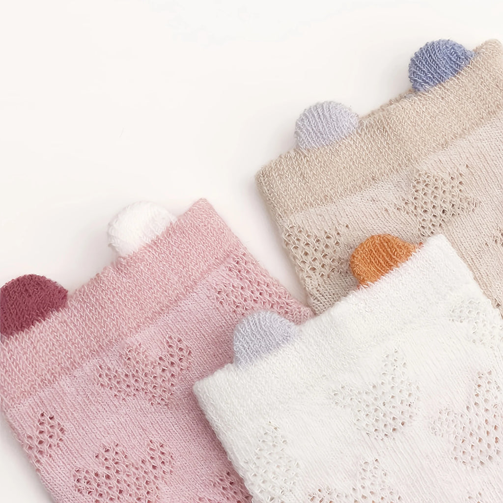Paquete de 8 calcetines para bebé con diseño de malla, transpirables, antideslizantes, calcetines de interior con suela suave para niñas, color sólido, versátiles, adecuados para la vida diaria informal