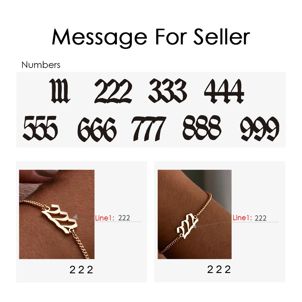 EManco-pulsera personalizada con número de Ángel 333 222 para mujer, pulseras de diablo de acero inoxidable, brazalete, joyería estética, pareja y amiga