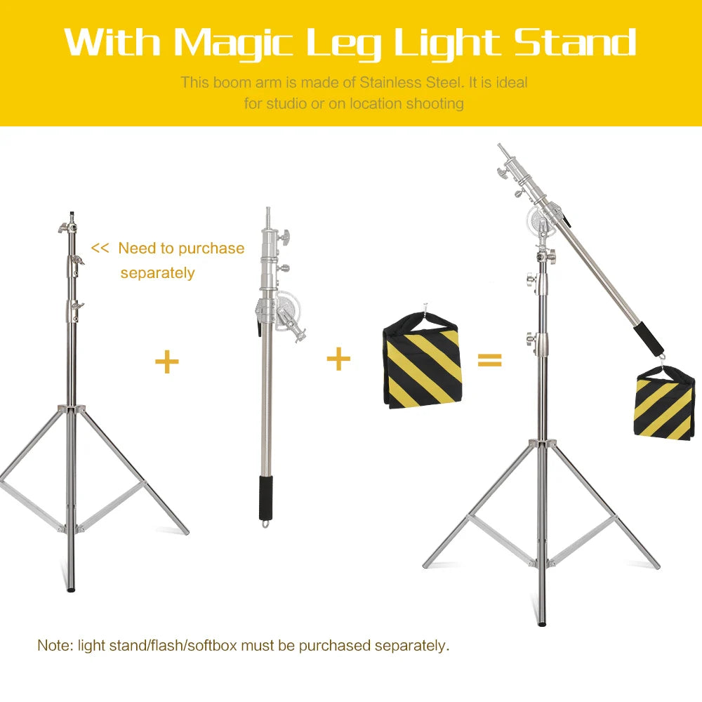 Trípode de presión de aire de 290cm con rodamiento de 10kg para cámara, soporte de luz de acero inoxidable para anillo de luz en vivo, Youtube y fotografía suave