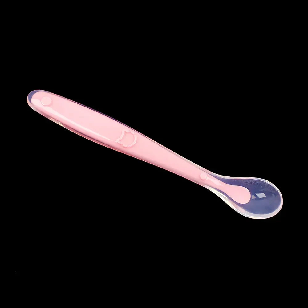 Cuchara de silicona para bebés para niños, comida complementaria, cuchara suave, cucharas de entrenamiento, vajilla de alimentación para niños y niñas