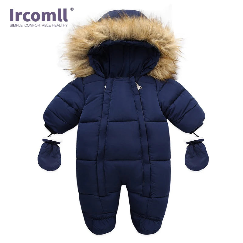 Ircomll, ropa de bebé de alta calidad, monos para niños, invierno con capucha y piel, pelele cálido para niños, mono, ropa para niños pequeños