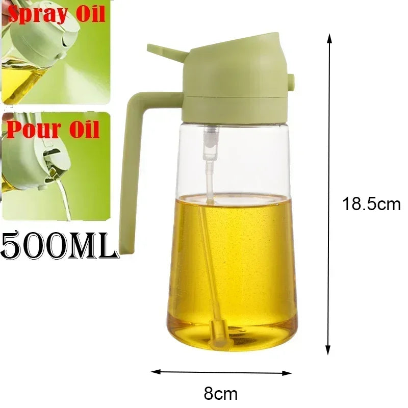 Botella pulverizadora de aceite en aerosol de plástico 2 en 1, 500ml, dispensador de aceite en aerosol, tarro de aceite, vinagrera, barbacoa, cocina, hornear, asar, Picnic, herramienta de cocina