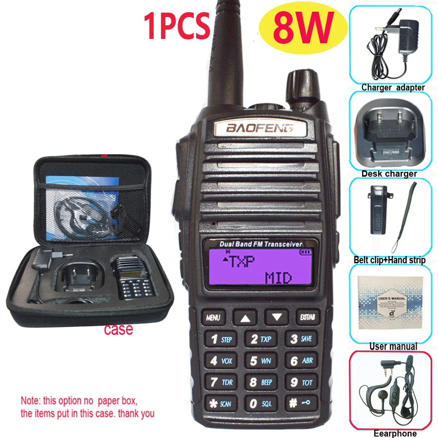 Walkie Talkie profesional UV82 FM Baofeng UV 82 8W estación de Radioaficionado VHF UHF transceptor Radios de caza Amateur Comunicador