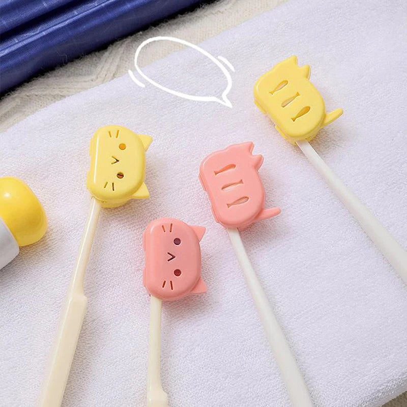 ❀ ❀ Funda Protectora para Cepillo de Dientes con Diseño de Gato de Dibujos Animados - Estuche de Viaje Transpirable y a Prueba de Polvo para Protección del Cepillo de Dientes