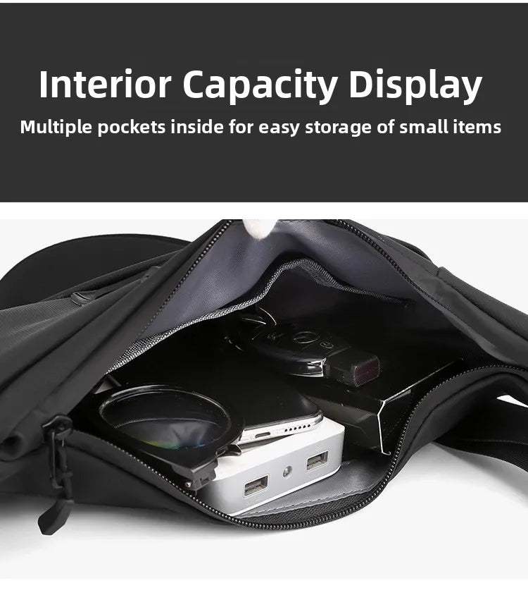 Bolso de Pecho Impermeable para Hombre, Bandolera, Mochila para Viajes Diarios, Membrana de Cuero Resistente a Salpicaduras, Ideal para Viajes Casuales