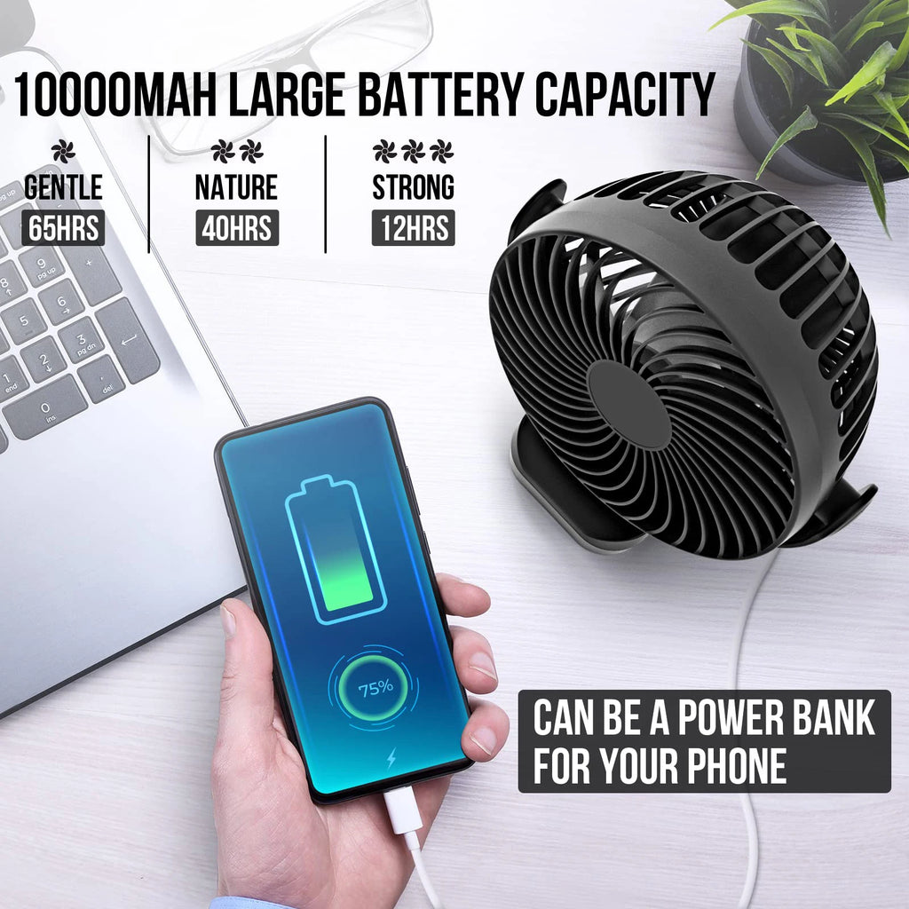 Ventilador frío móvil para acampar al aire libre, reunión familiar, ventilador de Camping portátil de 8000mAh con linterna LED y gancho para colgar-35H recargable