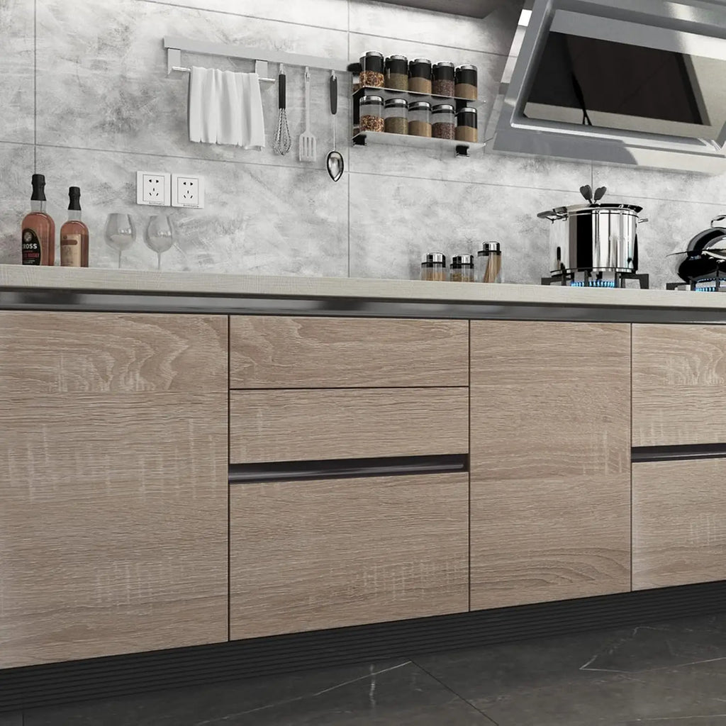 Rollo de papel tapiz adhesivo con 5 metros, pegatina impermeable de grano de madera, armario, puerta de escritorio, pegatinas de renovación de muebles