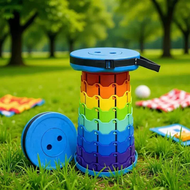 Taburete plegable retráctil de arcoíris para viajes al aire libre engrosado, taburete retráctil portátil de tren y riel de alta velocidad, silla para exteriores