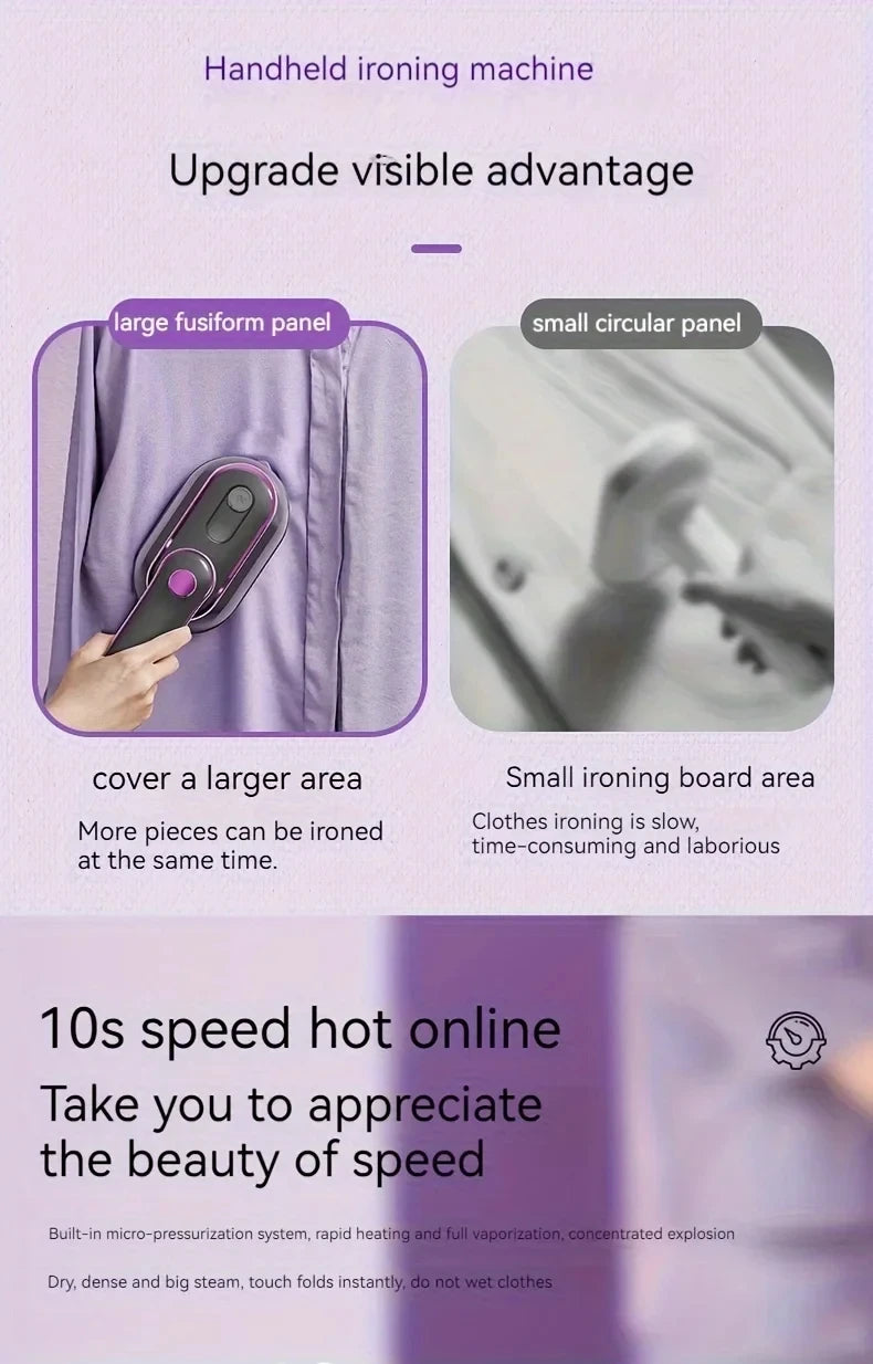 Plancha de vapor portátil para dormitorio, plancha colgante para el hogar, plegable para viajes fáciles, vestidor y planchado rápido de ropa