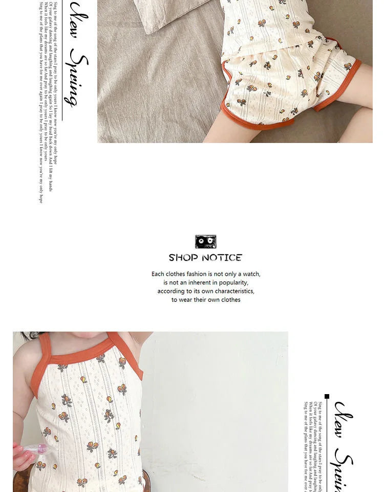 NOVEDAD DE VERANO 20225, Tops sin mangas para bebé y pantalones cortos de cintura ajustada, traje de 2 piezas, conjunto de ropa con cuello cuadrado para niñas, ropa de algodón para niños