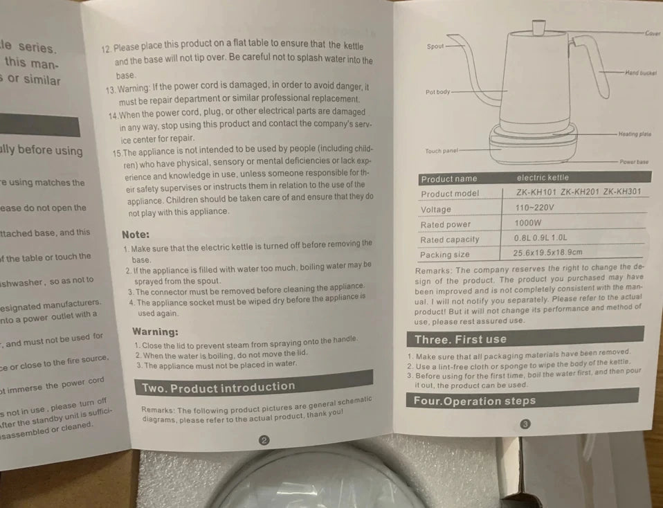 Hervidor Eléctrico de Cuello de Cisne de 800ml, Cafetera para Preparación Manual, Termo, Tetera de Acero Inoxidable 304, Jarra de Agua Inteligente con Control de Temperatura