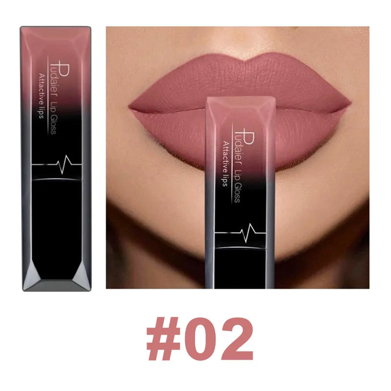 Lápiz labial líquido mate resistente al agua brillo de labios de larga duración tinte Sexy rojo desnudo púrpura lápices labiales metálicos cosméticos de maquillaje