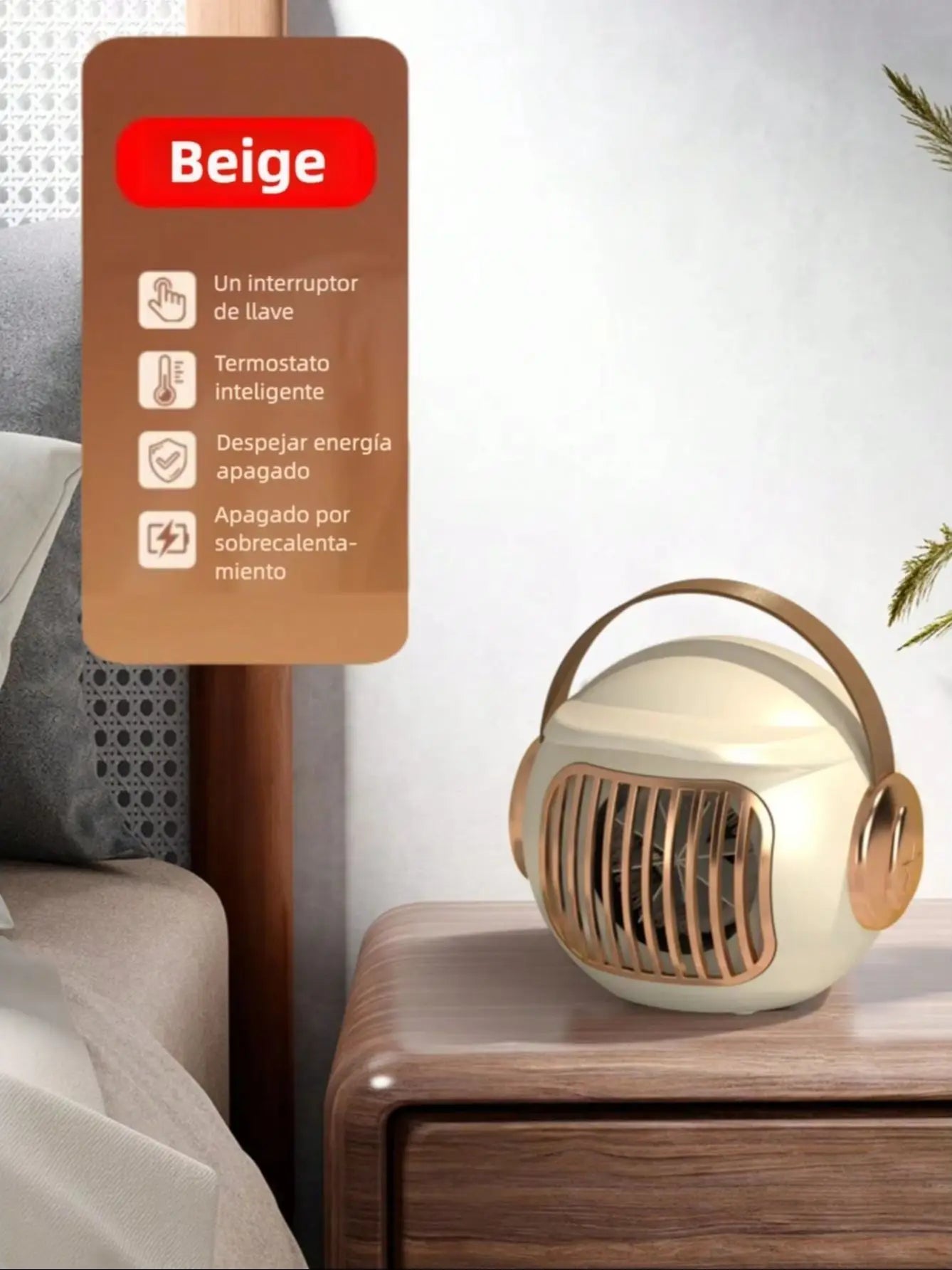 Calentador Eléctrico Portátil para Oficina, Calentador y Ventilador de 1500W, Calentador de Escritorio para Oficina y Hogar, Protección Contra Sobrecalentamiento y Volteo