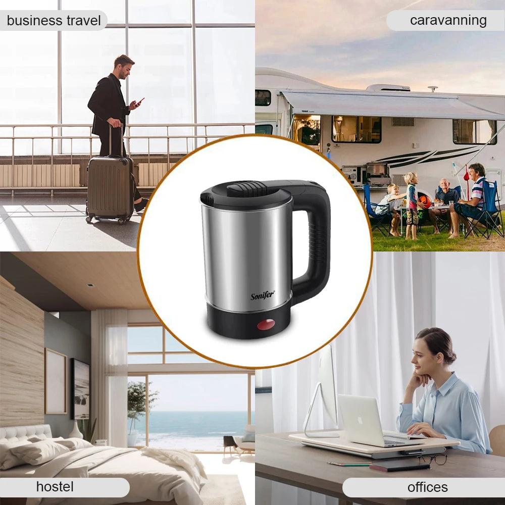 Hervidor eléctrico portátil de viaje, mini tetera/café, compacto y duradero. Perfecto para viajar