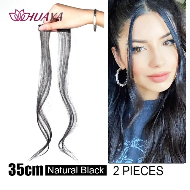 HUAYA-flequillo de aire sintético para mujer, pelo falso corto Natural, Invisible, sin costuras, extensiones de cabello frontal