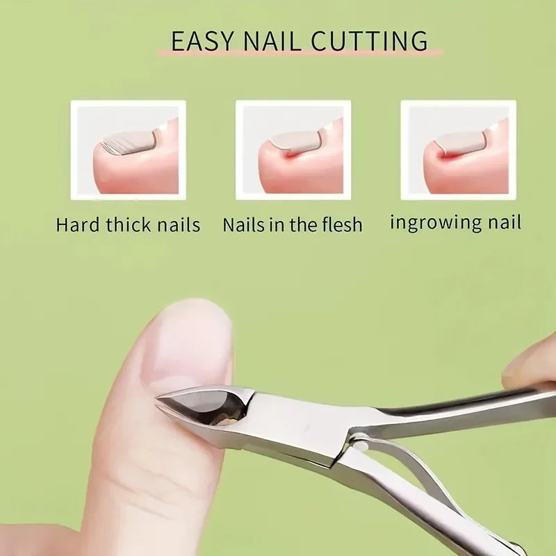 1 cortaúñas de acero inoxidable para uñas gruesas y encarnadas, herramienta de recorte de precisión, herramienta de manicura y pedicura para salón y hogar