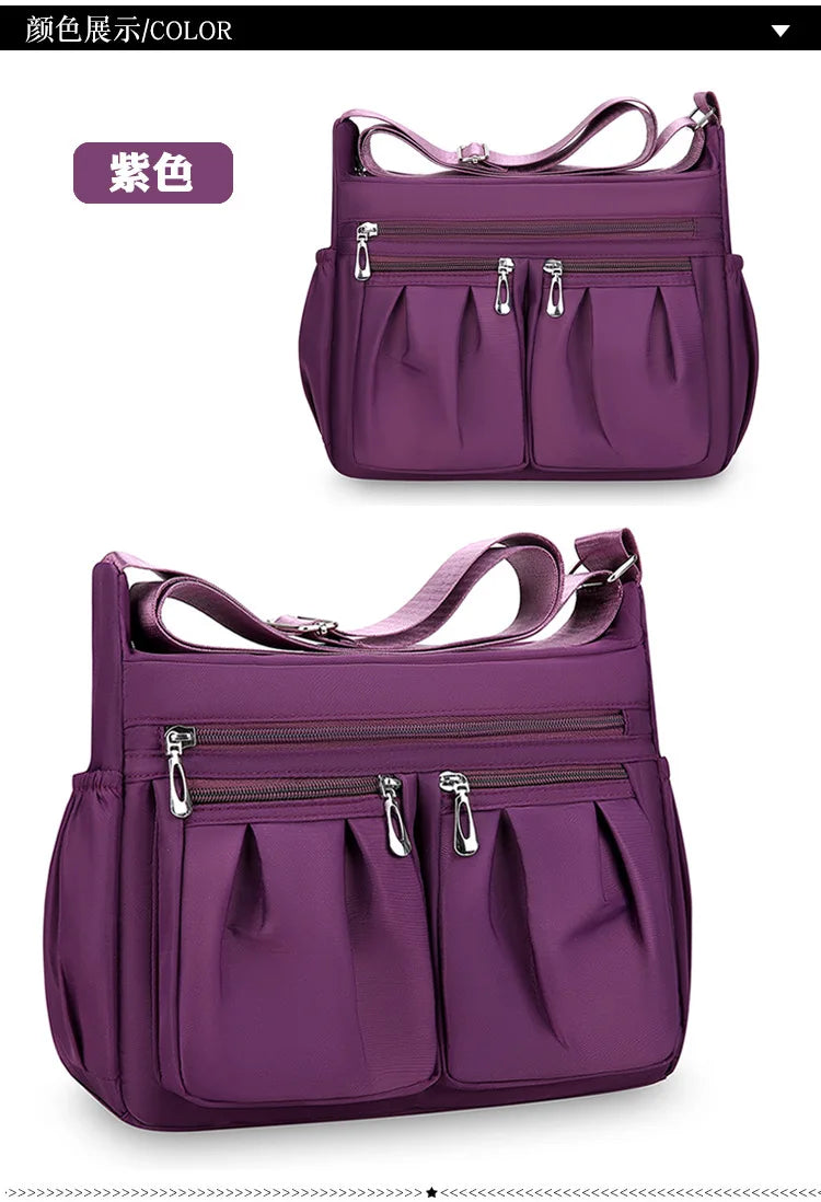 Bolso cruzado de nailon para mujer, bolso de hombro de gran capacidad, bolso femenino con múltiples bolsillos, bolso de compras de viaje para mujer, bolso de ocio