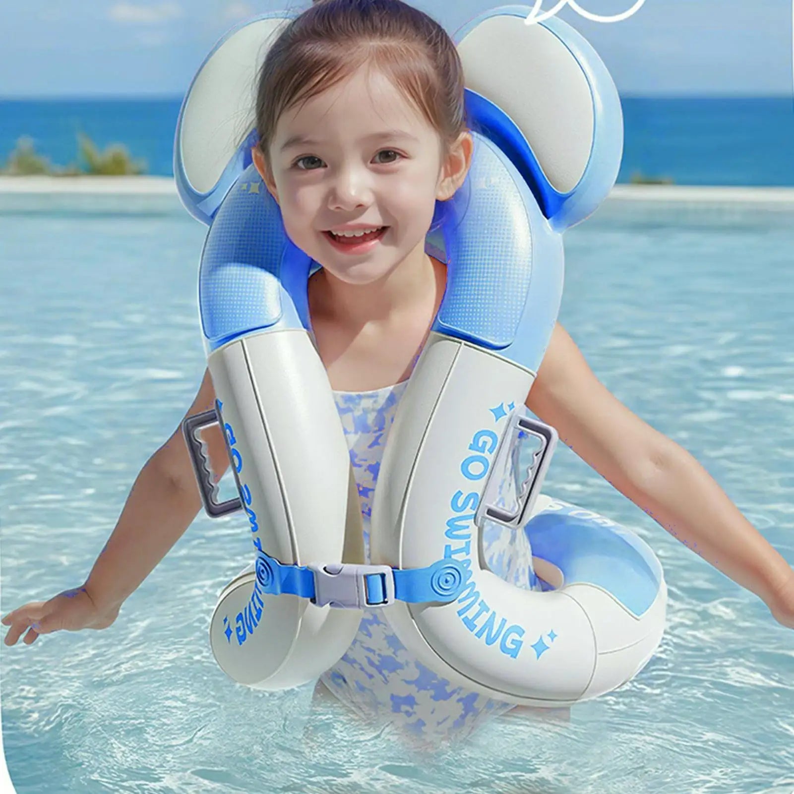 Chaleco de anillo de natación inflable con bolsas de aire dobles y hebilla de seguridad ajustable, flotador de piscina para niños, fiesta de juegos acuáticos