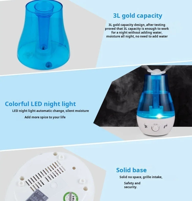 Humidificador de dormitorio para el hogar, difusor hidratante atomizador de gran volumen de niebla con doble pulverización, Mini purificador de aire aromático ultrasónico