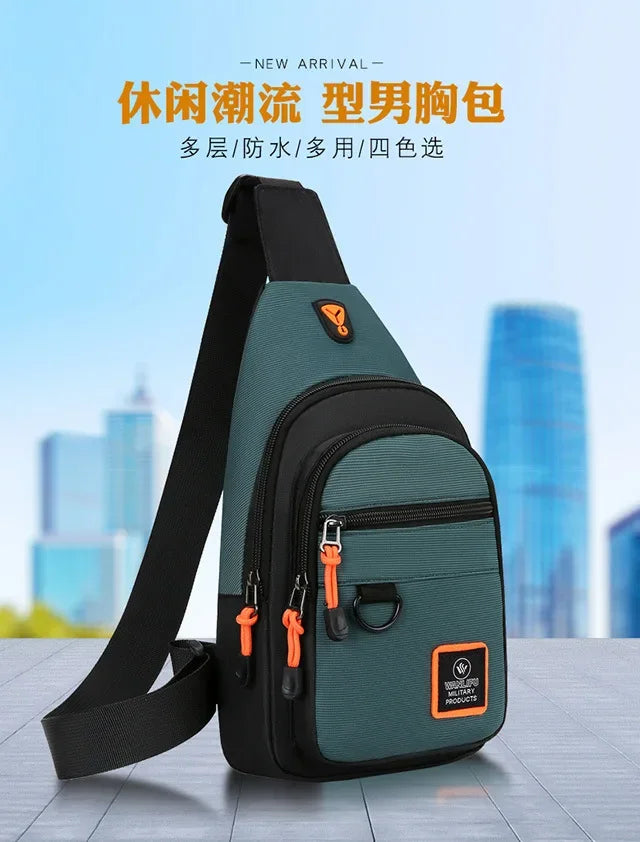Riñoneras informales con estilo para hombre, bolso de pecho para hombre, bolso de pecho a la moda, bolso de hombro tipo bandolera de tela Oxford ligero