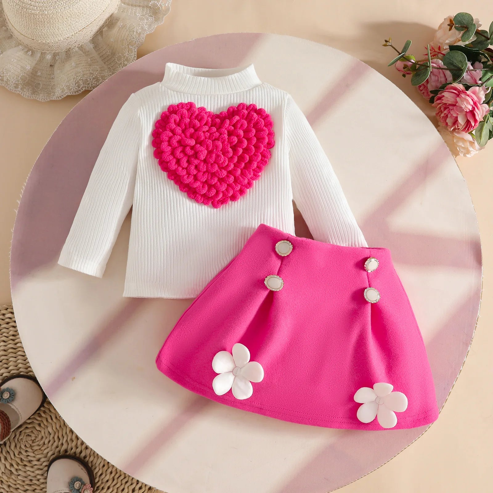 Conjunto de ropa de Año Nuevo para niñas de 0 a 3 años, Top de manga larga con lazo grande, falda Irregular y boina, ropa de Navidad para niños pequeños de 3 uds.