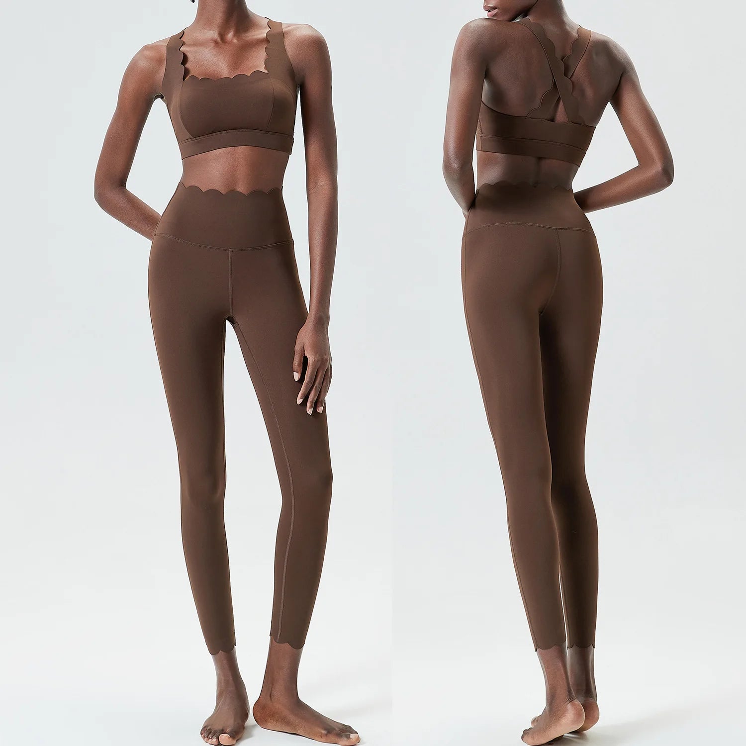 Traje de gimnasio de Color sólido para mujer, conjunto de dos piezas para Fitness y Yoga, ropa deportiva ajustada para correr, ropa de entrenamiento transpirable