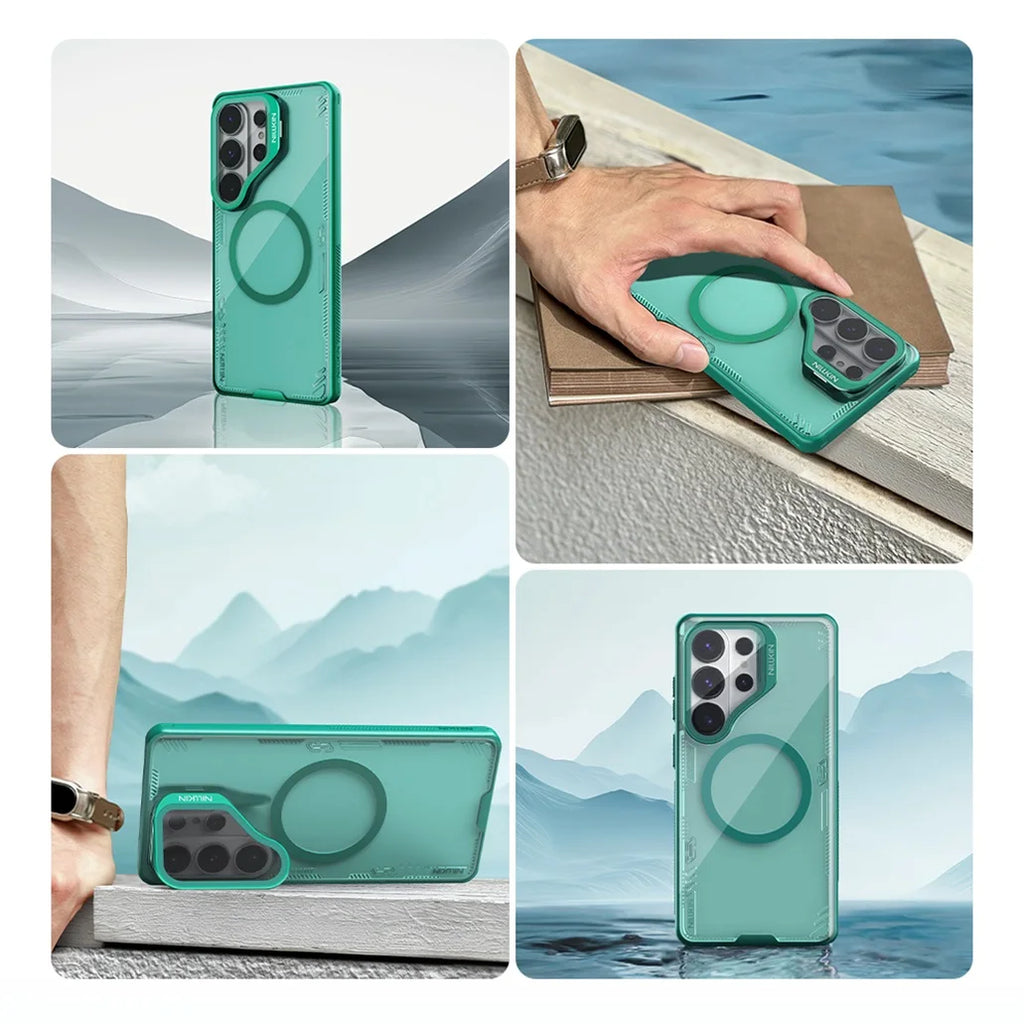 Funda NILLKIN para Samsung Galaxy S26 Ultra Magsafe Iceblade con Soporte para Teléfono, Cubierta para Cámara, Funda Magnética Transparente para S26Ultra
