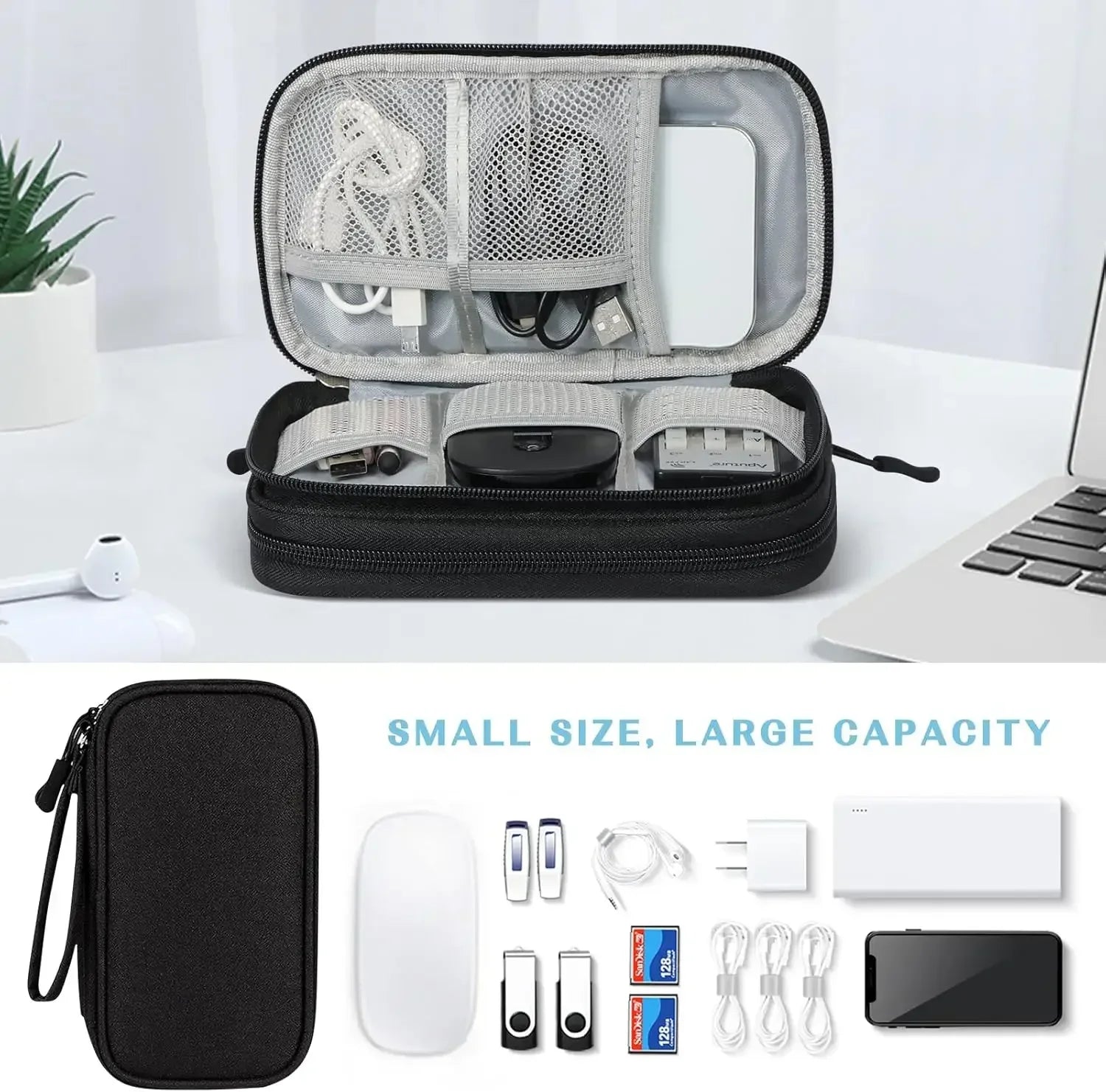 Bolsa de Cable de viaje, bolsa de almacenamiento Digital portátil, cargador, Cable de datos, bolsa USB, organizador, bolsa de almacenamiento de accesorios electrónicos impermeable