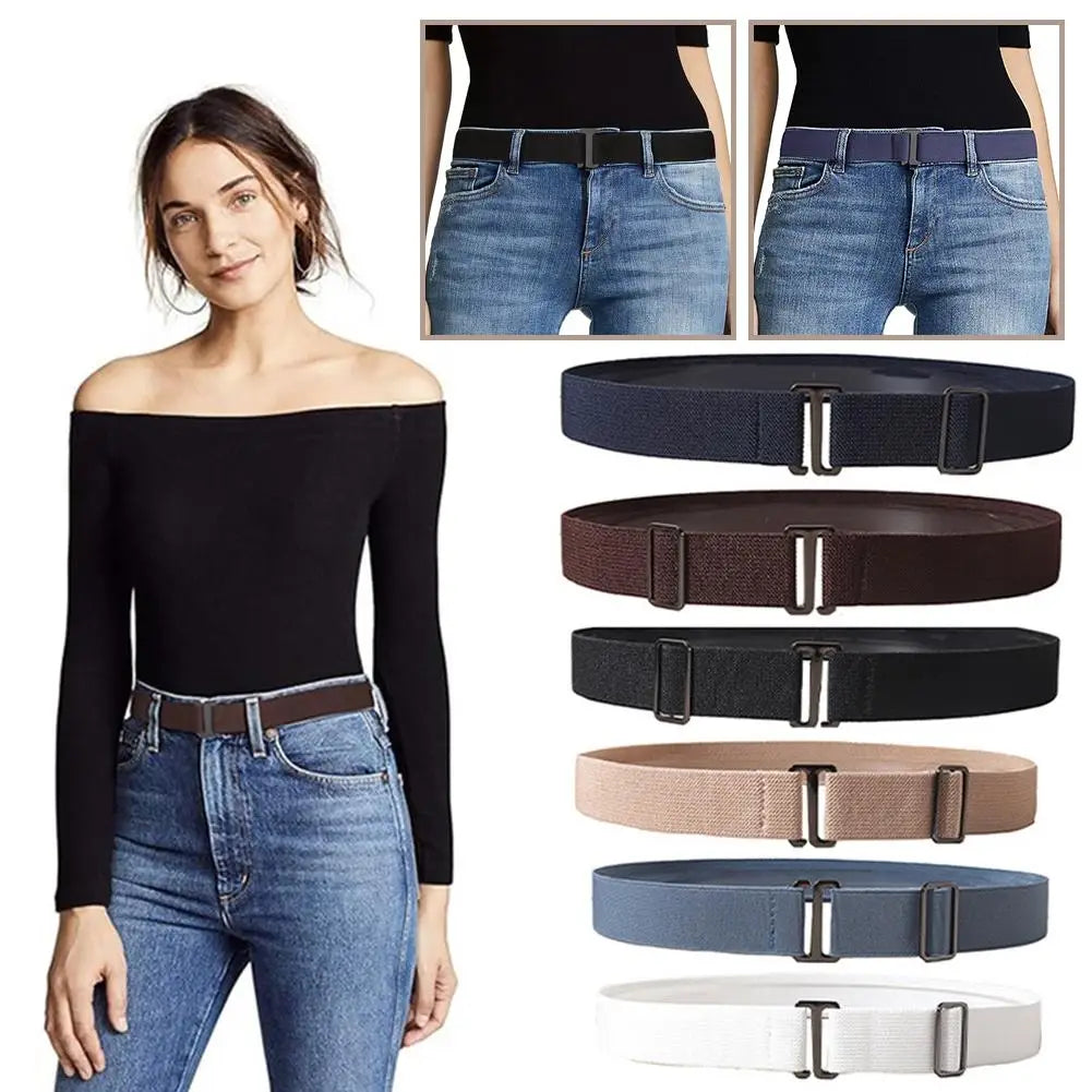 Cinturón Elástico Ajustable, Cinturón Invisible Sin Hebilla para Mujeres y Hombres, Pantalones Vaqueros, Vestidos, Sin Hebilla, Fácil de Usar