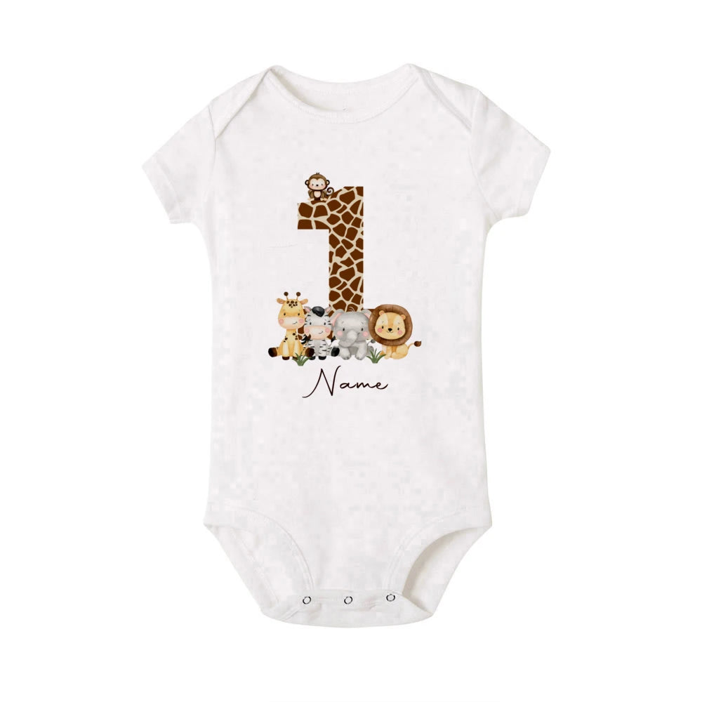 Pelele personalizado para bebé, Animal de Safari con nombre, mono para recién nacido, mono salvaje, ropa para niñas pequeñas, regalo de ducha infantil