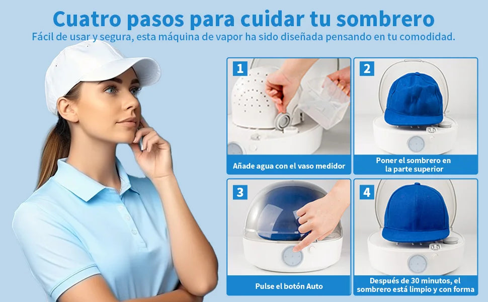 Máquina automática de cuidado de gorros para planchar y secar, restaurar el sombrero/gorro Misshapen, forma natural con vapor y viento frío y caliente